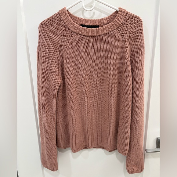 Jenni Kayne Sweaters - Jenni Kayne Dusty Rose Fisherman Knit Cotton Crew Neck Sweater Tag Size Large